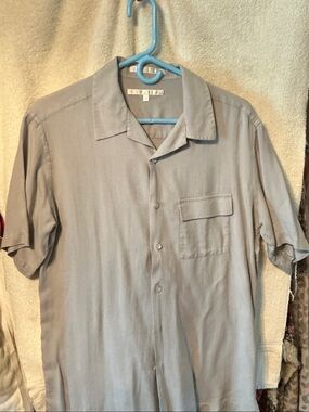 Perry Ellis Light Gray Short-Sleeve Button-Down Shirt